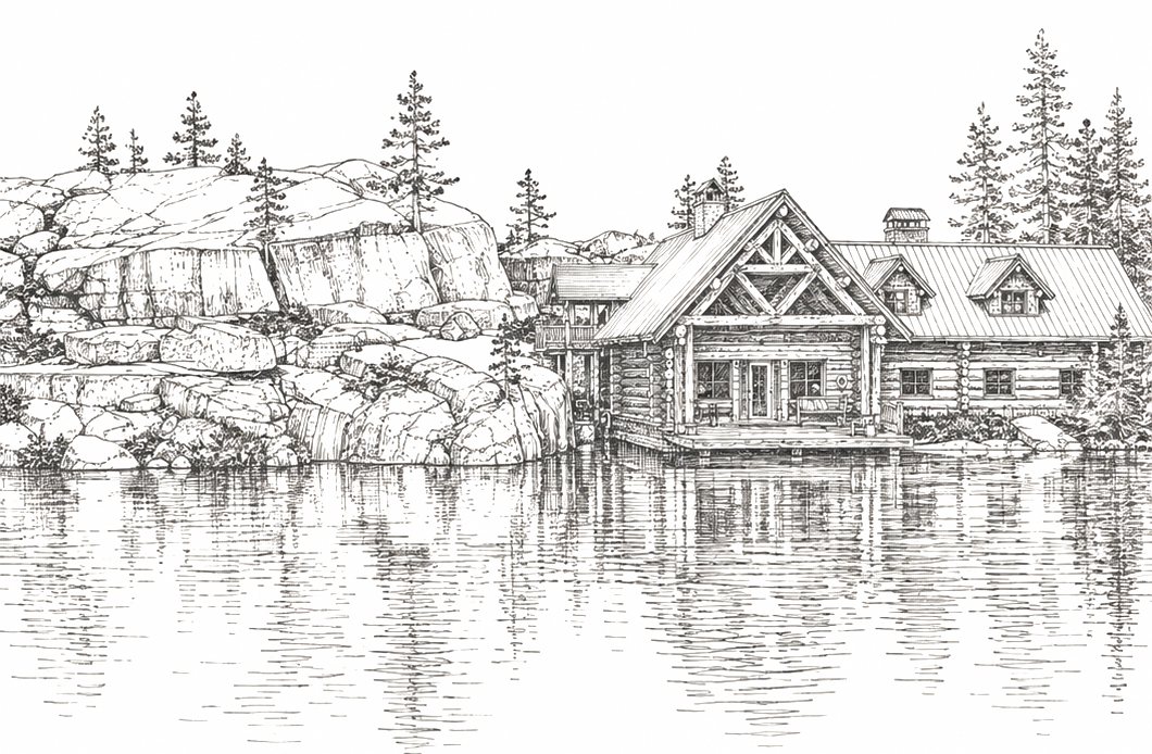 Mountain lake drawing