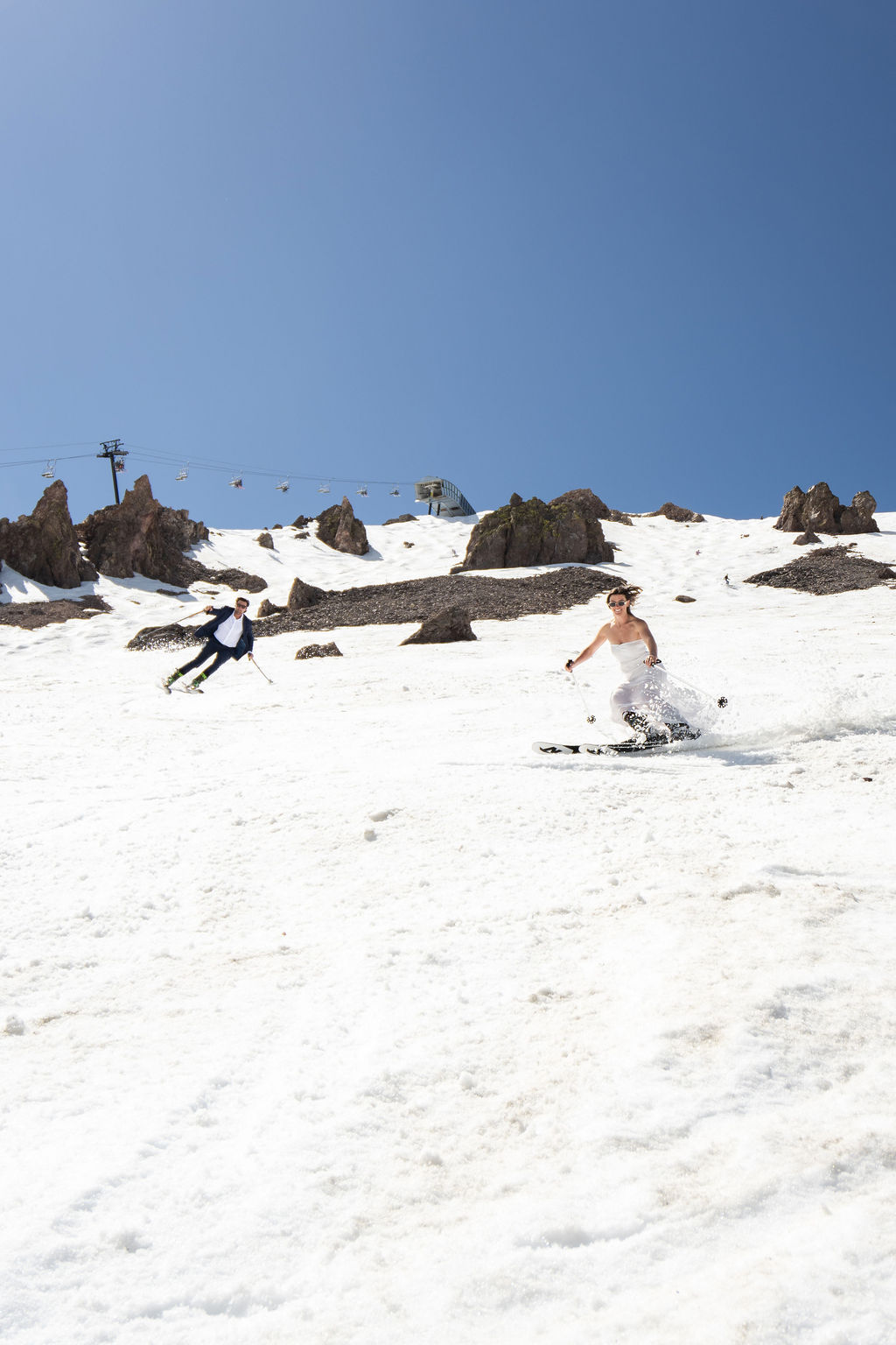 Bliss and Jake skiing