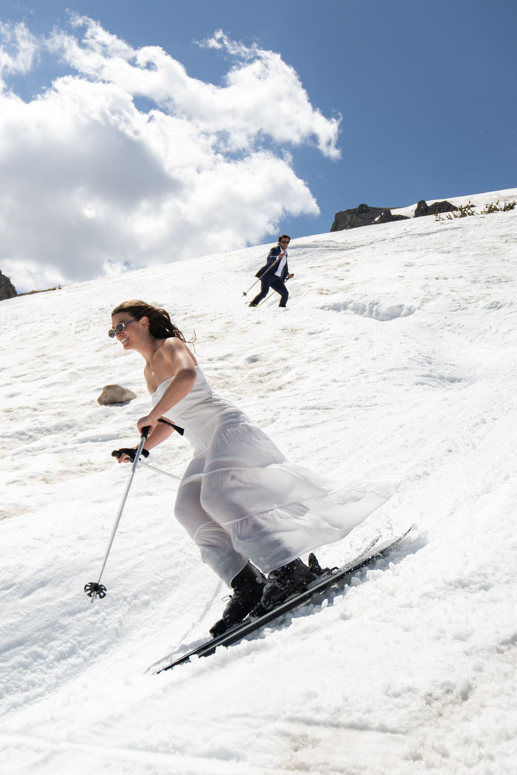 Bliss and Jake skiing